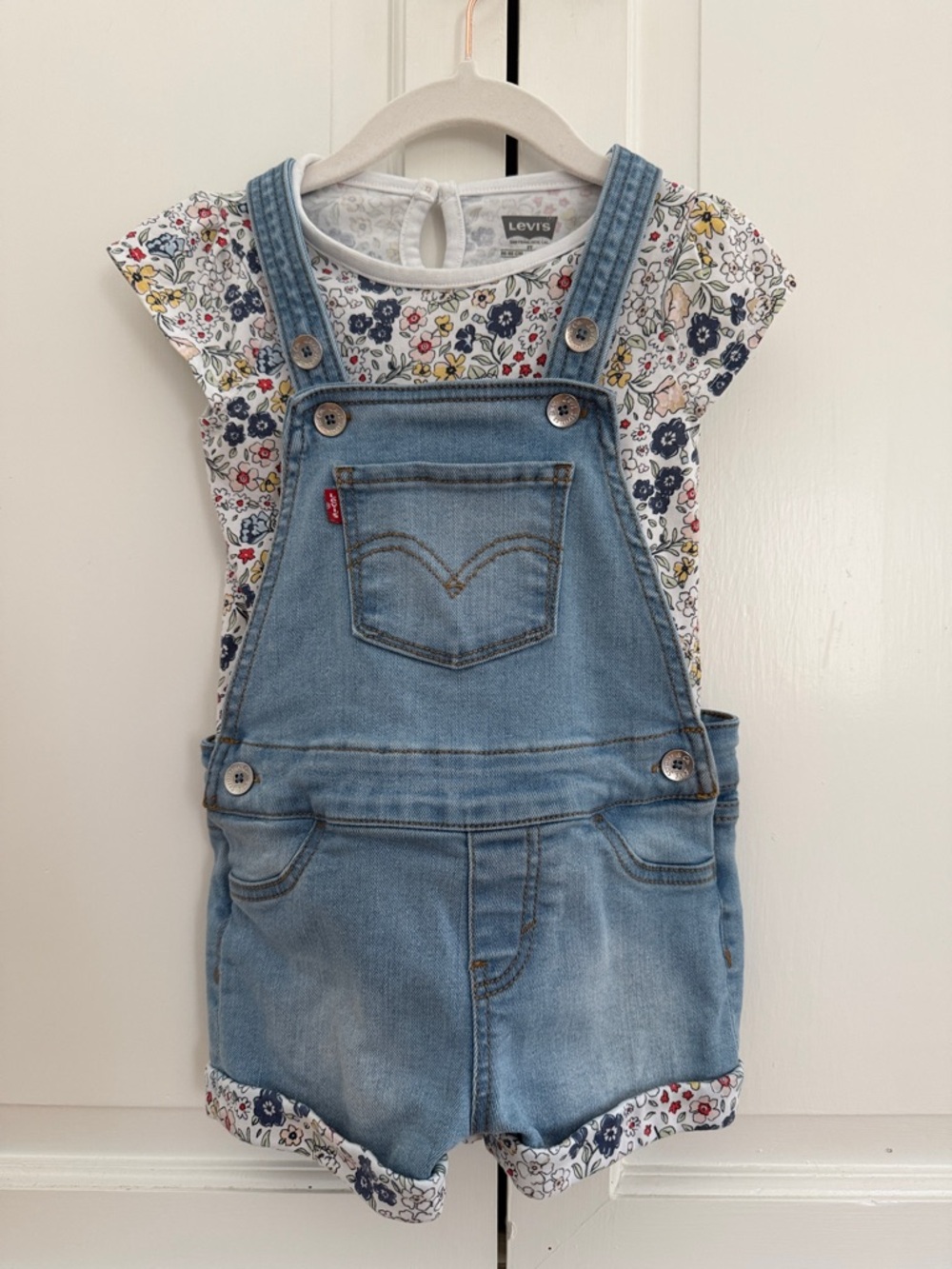 Levi’s 2T Overalls Outfit Set Toddler Denim Overalls & T Shirt Bundle